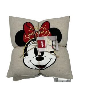 NWT St. Nicholas Square Disney Mickey Minnie Christmas Holiday Pillow Set of 2